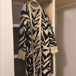 Express Black and Cream Zebra Cardigan